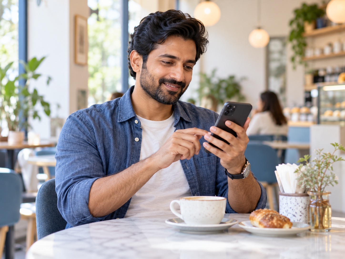 Rohan Kapoor checking an order on his phone