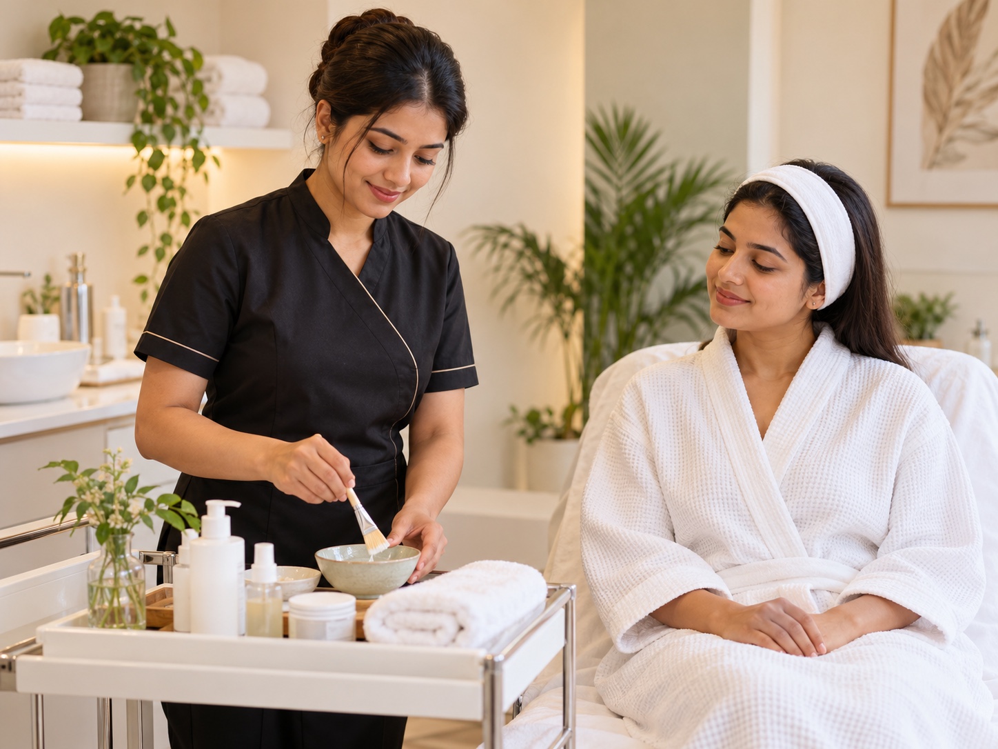Maya Rao booking a beauty appointment